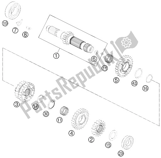 All parts for the Transmission I - Main Shaft of the KTM 350 XC F USA 2011