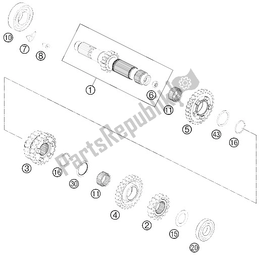 Toutes les pièces pour le Transmission I - Arbre Principal du KTM 350 XC F USA 2012