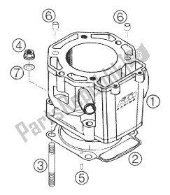 Todas las partes para Cilindro 660 Sms de KTM 660 Supermoto Factory Repl 03 Europe 2003