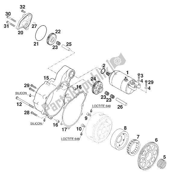 All parts for the Electrical Starter Lc4 '97 of the KTM 400 LSE 11 LT Blau United Kingdom 1997