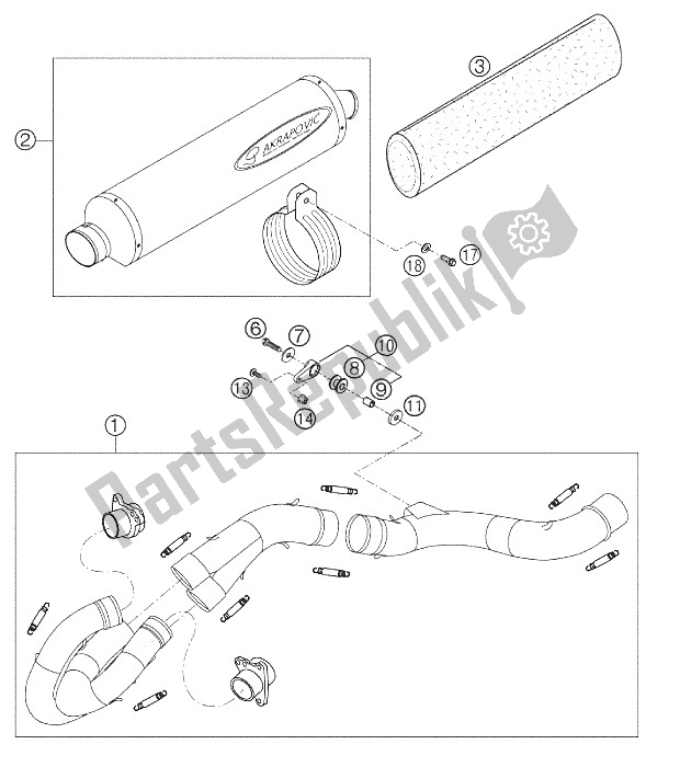 Todas las partes para Sistema De Escape 660 Sms 2002 de KTM 660 SM Factory Replica Europe 2002