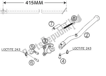 Tutte le parti per il Cavalletto Laterale del KTM 640 LC4 Supermoto Blue 05 Europe 2005