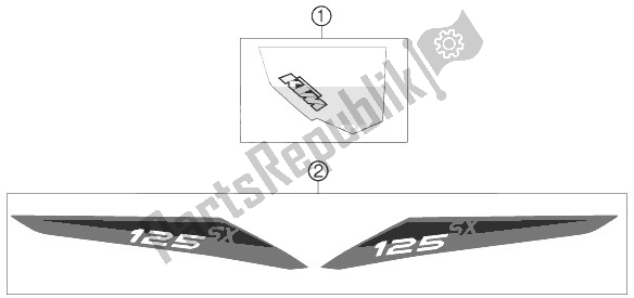 Tutte le parti per il Decalcomania del KTM 125 SX USA 2013