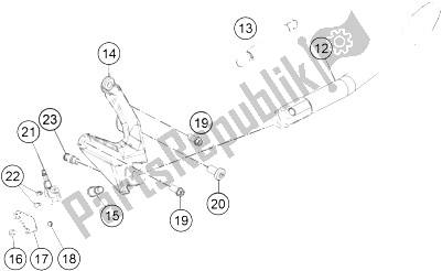 All parts for the Side- Center Stand of the KTM 1190 ADV ABS Grey WES France 2015