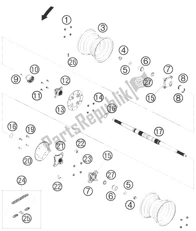 Todas as partes de Roda Traseira do KTM 525 XC ATV Europe 8503 JQ 2010