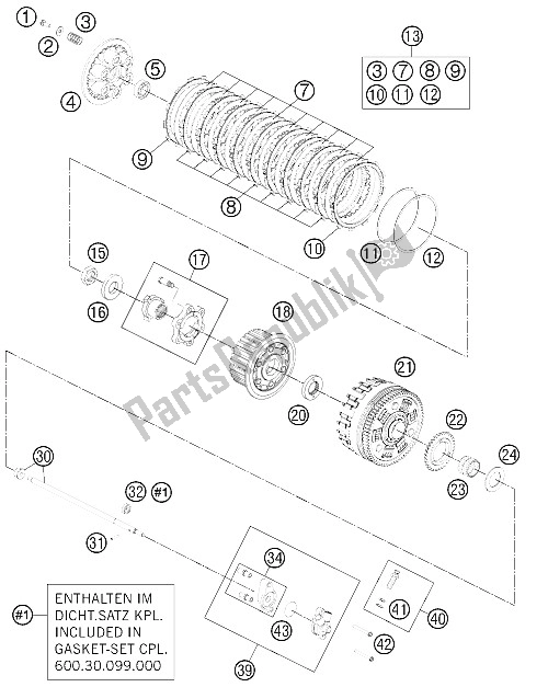 All parts for the Clutch of the KTM 990 ADV R LIM Edit Europe 2011