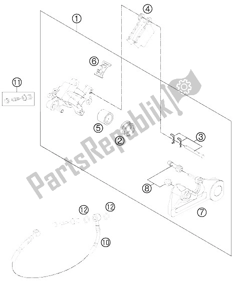 All parts for the Brake Caliper Rear of the KTM 450 XC W USA 2012