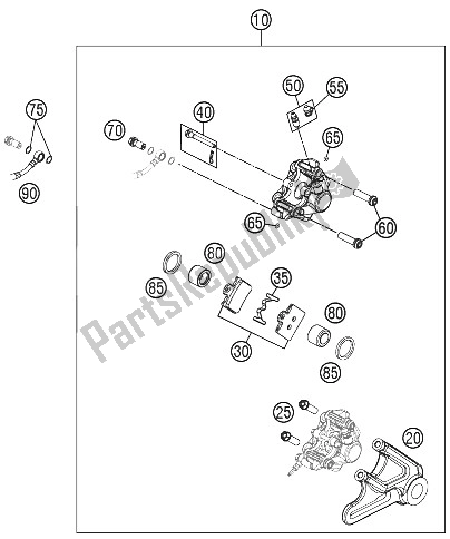 All parts for the Brake Caliper Rear of the KTM Freeride 350 Europe 2012