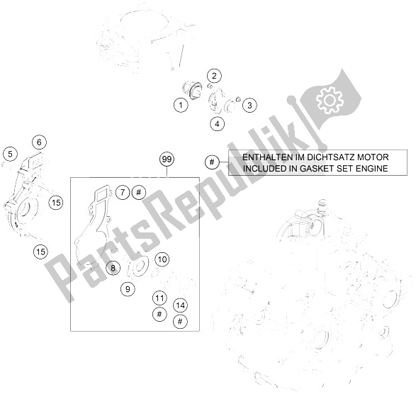 All parts for the Water Pump of the KTM 690 Enduro R ABS Europe 2016