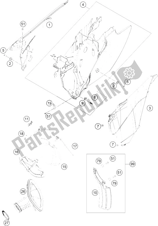 All parts for the Air Filter of the KTM 350 XC F USA 2015