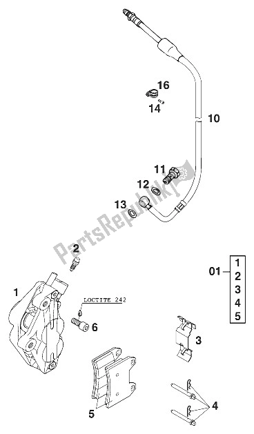 All parts for the Brake Caliper Front Duke Ii '9 of the KTM 640 Duke II ROT USA 2001
