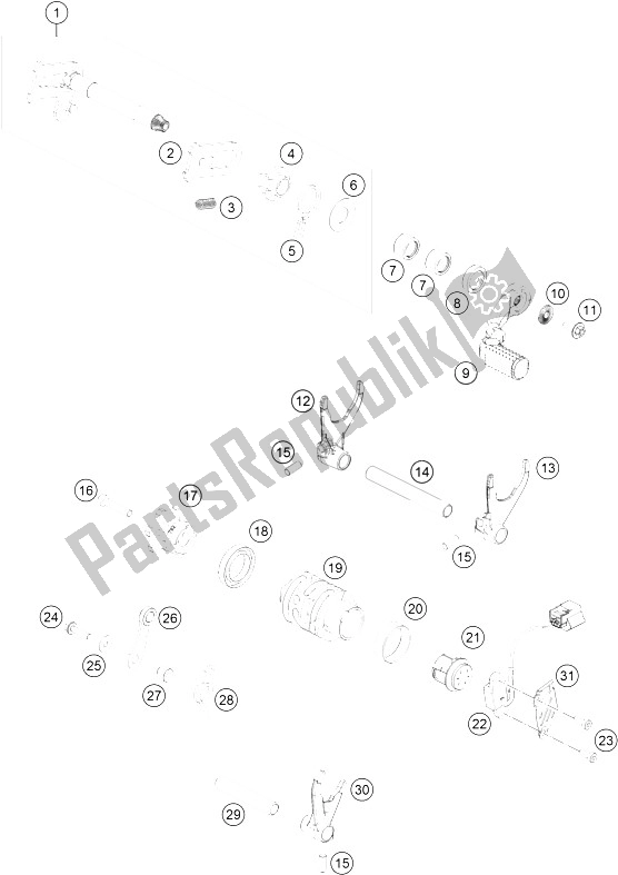 All parts for the Shifting Mechanism of the KTM 350 XC F USA 2016