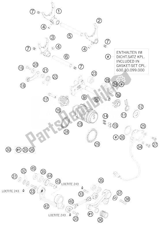 Toutes les pièces pour le Mécanisme De Changement du KTM 990 Super Duke R Europe 2010