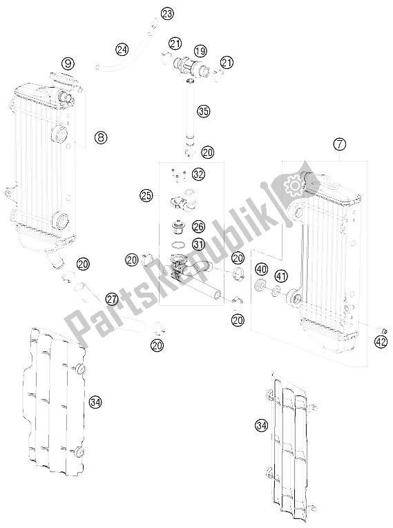 All parts for the Cooling System of the KTM 250 EXC Australia 2008