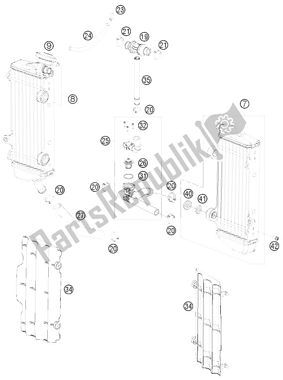 All parts for the Cooling System of the KTM 250 XC W USA 2009