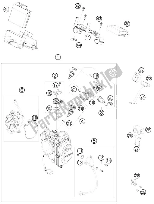 All parts for the Throttle Body of the KTM 690 Supermoto Black Australia United Kingdom 2008