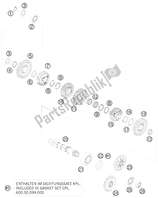 Tutte le parti per il Trasmissione Ii - Contralbero del KTM 990 Supermoto T Orange France 2009