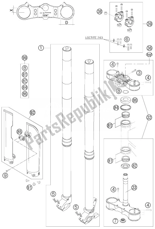 All parts for the Telescopic Fork of the KTM 525 EXC Racing SIX Days Europe 2007