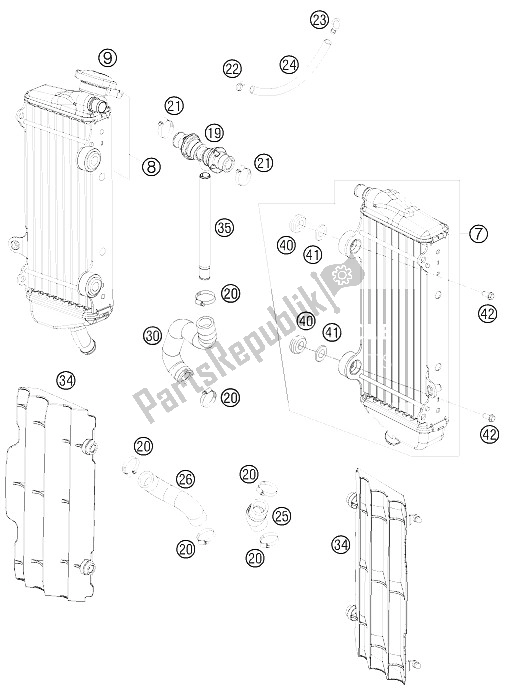 All parts for the Cooling System of the KTM 450 SX F Fact Repl USA 2012