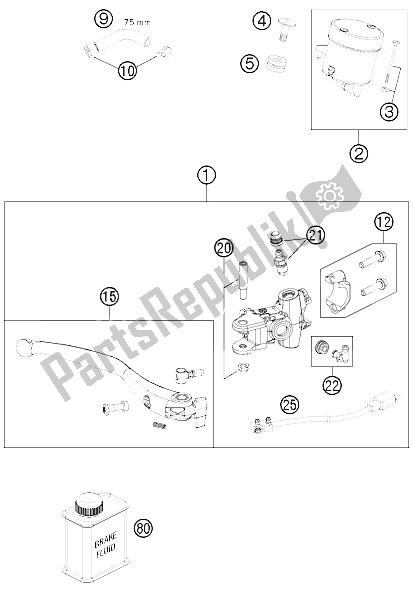 All parts for the Hand Brake Cylinder of the KTM 1190 RC8 R White Europe 2012