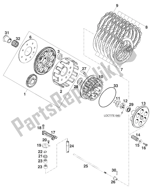 All parts for the Clutch Agw Lc4 '98 of the KTM 400 SUP Comp 20 KW Europe 832689 1998