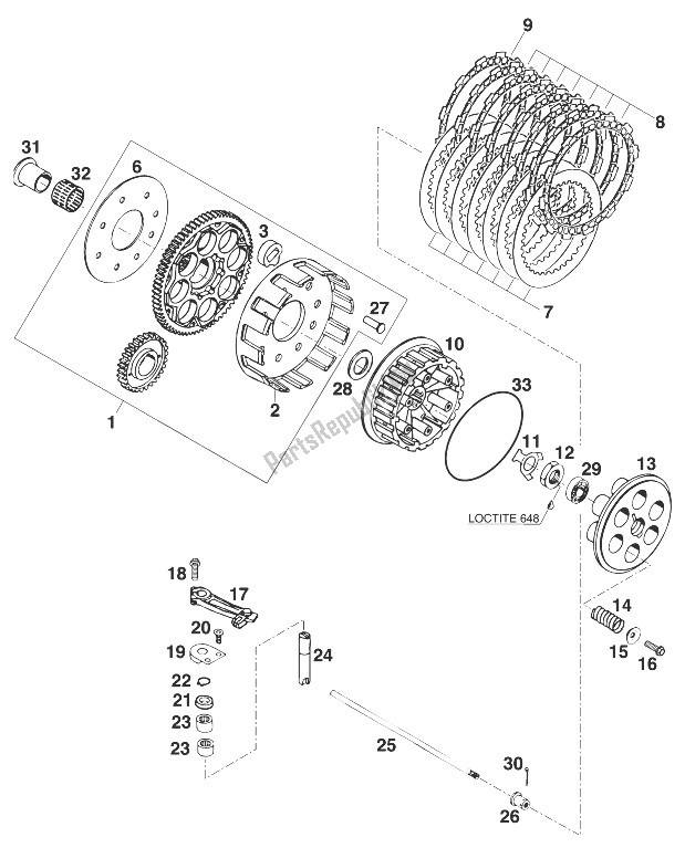 All parts for the Clutch Agw Lc4 '98 of the KTM 400 SUP Comp EXC USA 1998