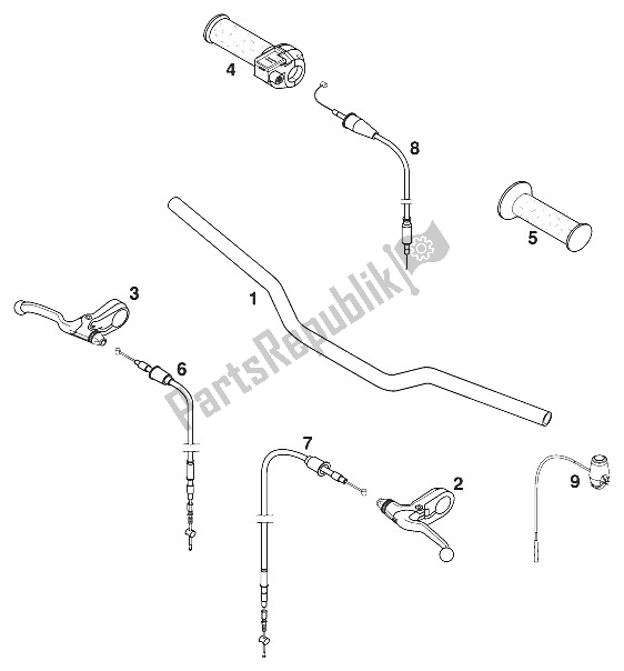 All parts for the Steering 50 Sxr of the KTM 50 Mini Adventure Europe 1997