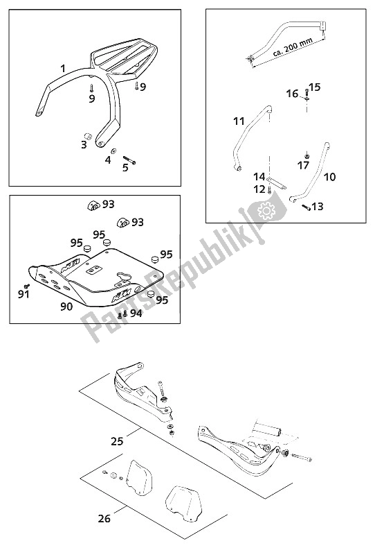 Tutte le parti per il Accessori 400/640 Lc4 Usa 2000 del KTM 640 LC 4 Silber USA 2000