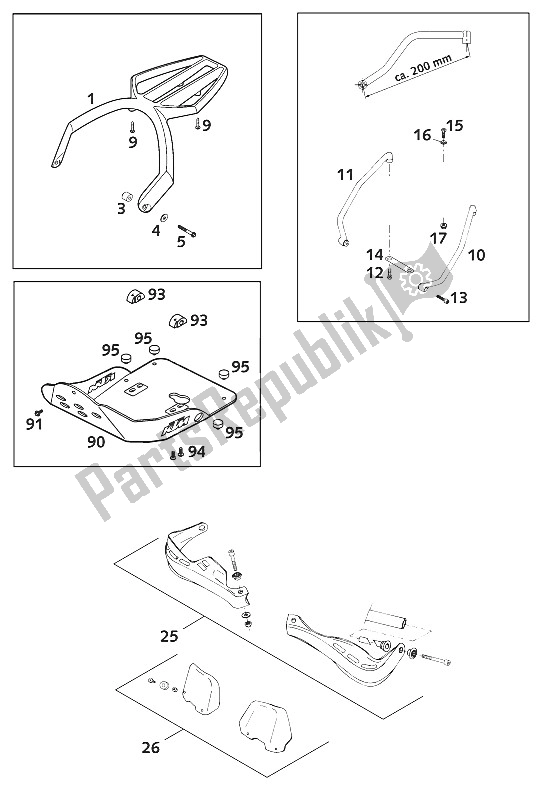 Tutte le parti per il Accessori 400/640 Lc4 Usa 2000 del KTM 640 LC 4 USA 2000