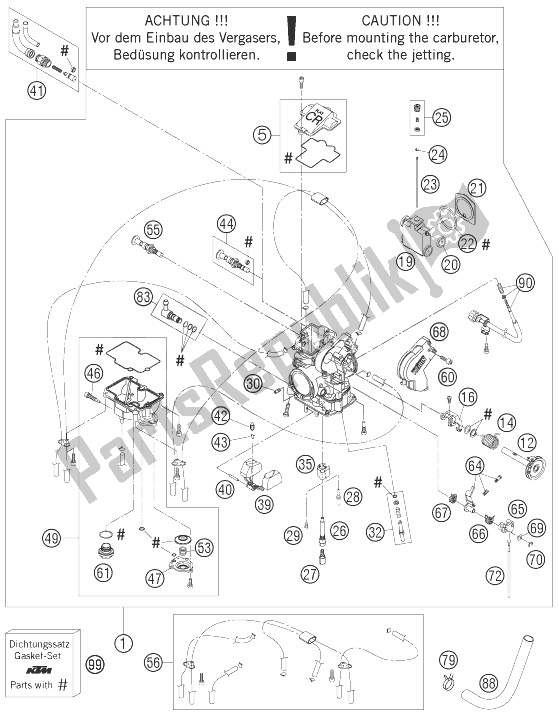 All parts for the Carburetor of the KTM 450 SMR Europe 2007