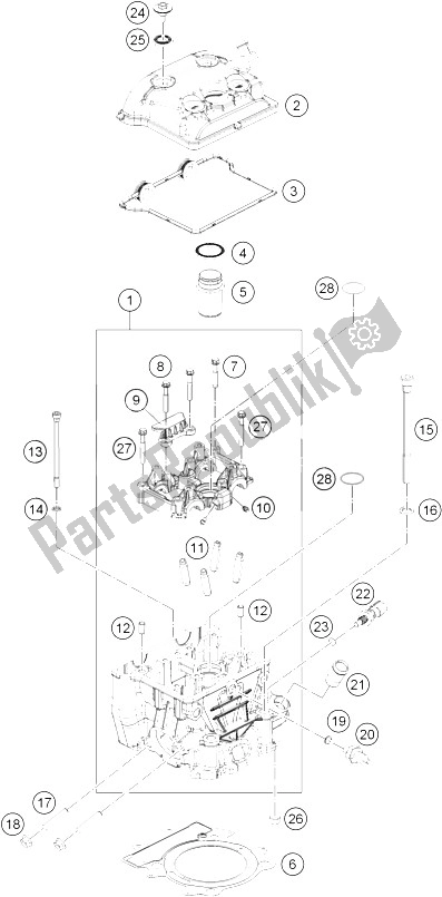 All parts for the Cylinder Head of the KTM 390 Duke BL ABS B D 16 Asia 2016