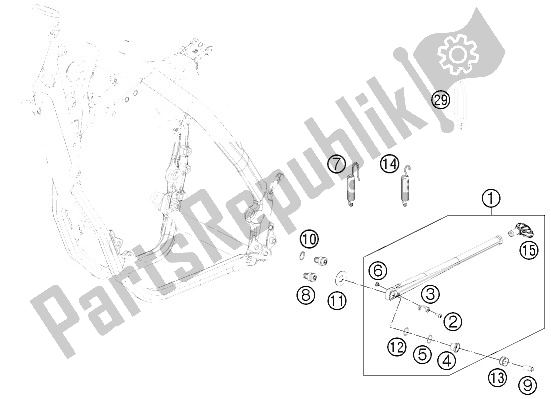 All parts for the Side / Center Stand of the KTM 500 EXC Europe 2012