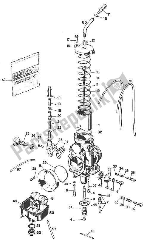 Tutte le parti per il Carburatore Dell'orto Phm 38 / 40sd del KTM 350 E XC 20 KW SUP COM Europe 1994