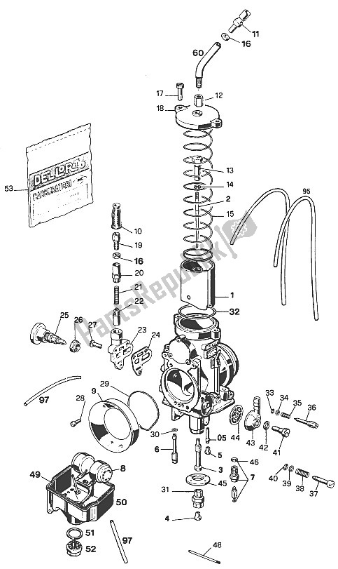 All parts for the Carburetor Dell'orto Phm 38/40sd of the KTM 620 RXC E USA 1995