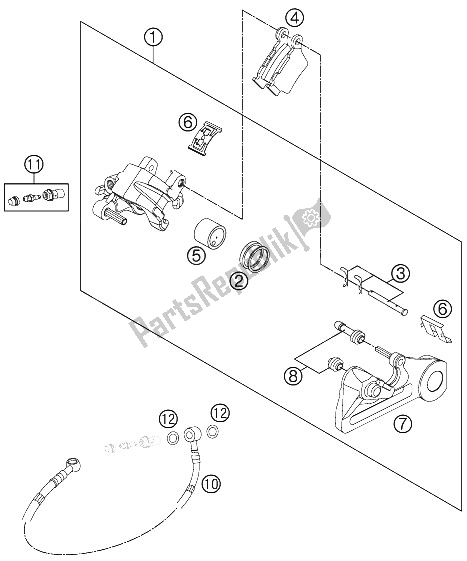 All parts for the Brake Caliper Rear of the KTM 250 SX F Factory Edition USA 2016