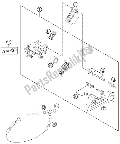 All parts for the Brake Caliper Rear of the KTM 450 SX F Europe 2011