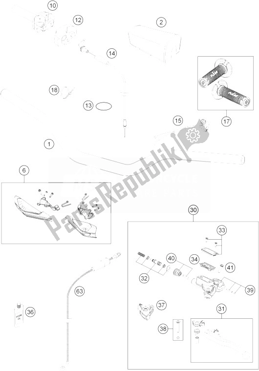 Tutte le parti per il Manubrio, Comandi del KTM 150 XC USA 2014