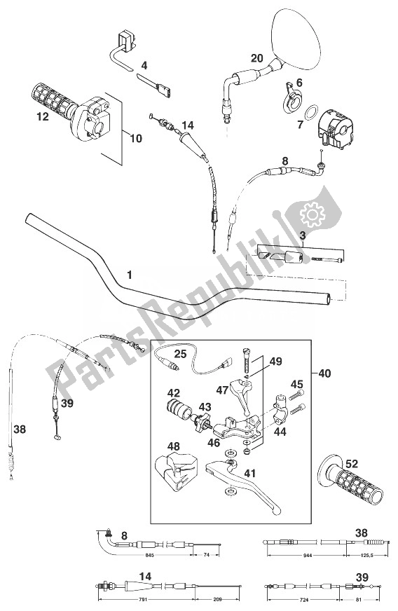 Todas las partes para Manillar - Controla Duke '97 de KTM 640 Duke E United Kingdom 1998