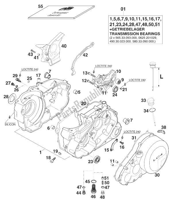 Tutte le parti per il Carter del KTM 400 LC4 R United Kingdom 1999