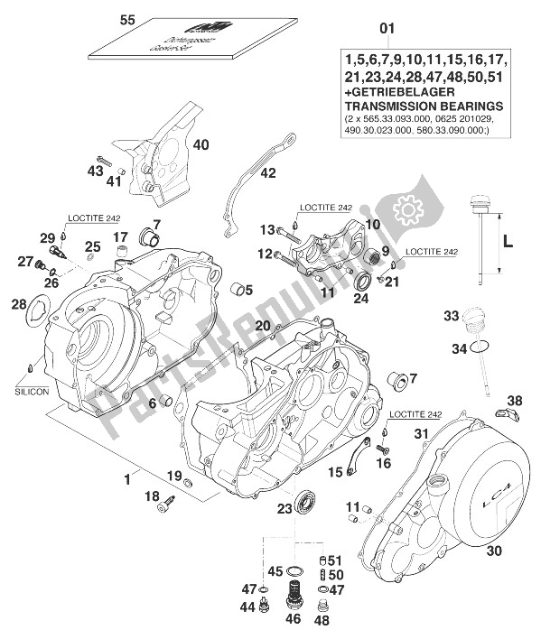 All parts for the Crankcase of the KTM 640 Duke II Lime Europe 1999