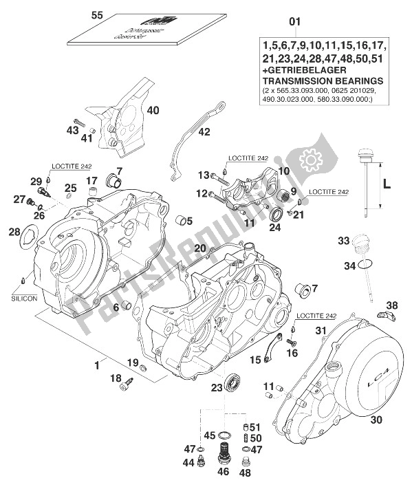 All parts for the Crankcase of the KTM 640 LC 4 98 Australia 1998