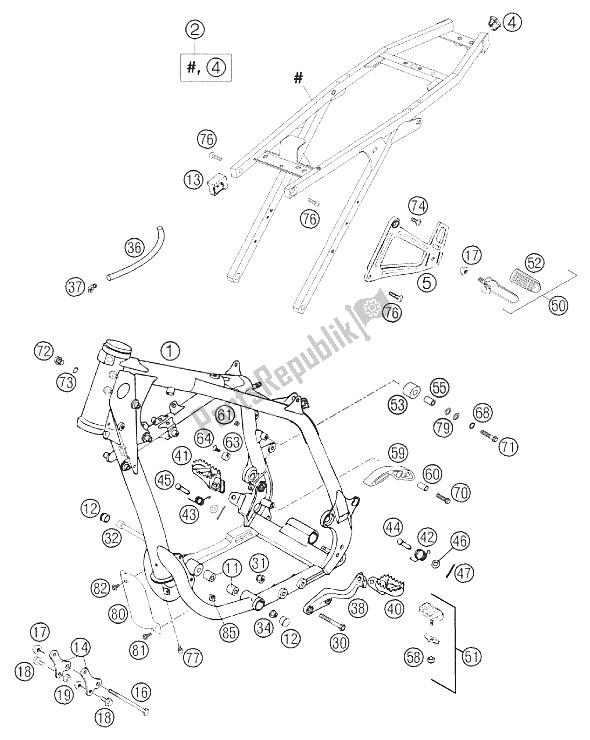 All parts for the Frame, Subframe 640 Duke 2002 of the KTM 640 Duke II Schwarz United Kingdom 2002