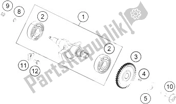 All parts for the Balance Shaft of the KTM 390 Duke White ABS CKD Brazil 2016
