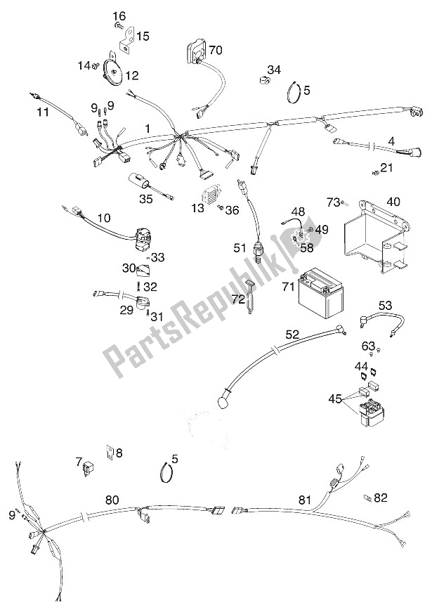 All parts for the Wiring Harness 400/520 Racing of the KTM 400 EXC Racing Europe 2000