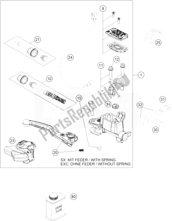 Toutes les pièces pour le Cylindre De Frein à Main du KTM 250 EXC F Europe 2014