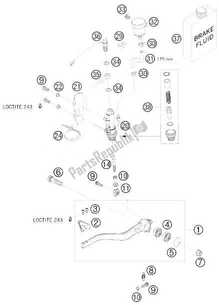 Toutes les pièces pour le Commande De Frein Arrière du KTM 690 Supermoto Orange Europe 2007