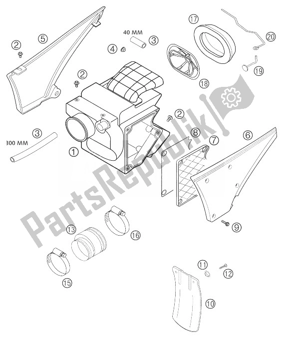 Todas las partes para Caja De Filtro De Aire 640 Lc4, 640 Lc4 Sm de KTM 640 LC4 Enduro Orange 12L Australia 2003