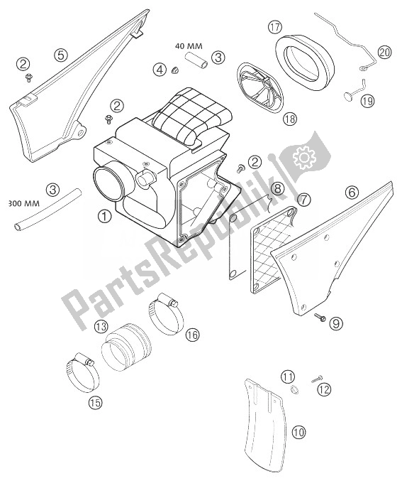 Todas las partes para Caja De Filtro De Aire 640 Lc4, 640 Lc4 Sm de KTM 640 LC4 Supermoto Orange Australia 2003