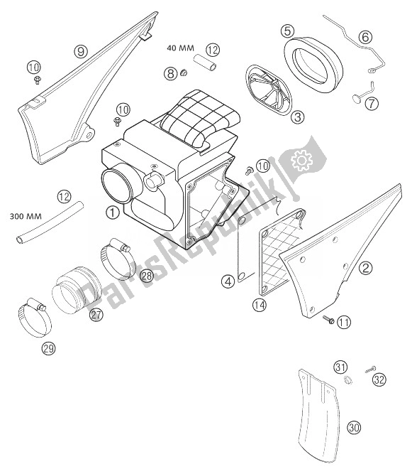 Todas las partes para Caja De Filtro De Aire 640 Lc4 Adv de KTM 640 Adventure R Australia United Kingdom 2004