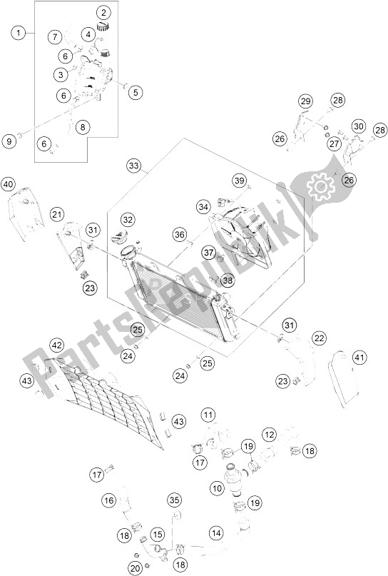 Wszystkie części do System Ch? Odzenia KTM 390 Duke White ABS B D 15 USA 2015